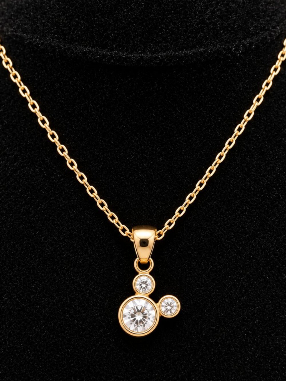 14K Yellow Gold Mickey Mouse Pendant Necklace & 15" 14K Gold Chain 0.91g New Box